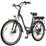 ANCHEER 26' Electric City Bike, Removable 12.5Ah Lithium-ion Battery Pack Integrated with Frame, 35 Miles Range and Dual Disc Brakes Alloy Electric Bicycle (Black)