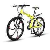 Max4out 26 Inch Folding Mountain Bike, 21 Speed Full Suspension Bicycle with High-Carbon Steel, Dual Disc Brake Non-Slip Quick Release tire Folding MTB for...