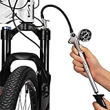 GIYO High Pressure Shock Pump, (300 PSI Max) for Fork & Rear Suspension, Lever Lock on Nozzle No Air Loss (Silver)